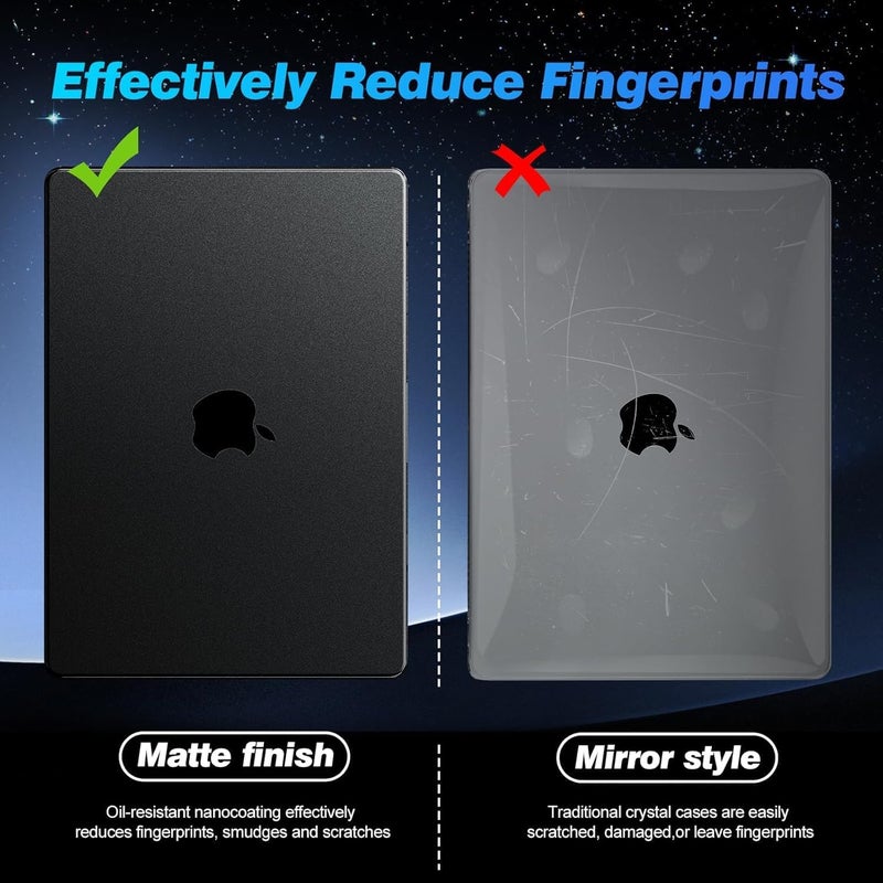 Eoocoo حافظة متوافقة مع ماك بوك إير 15 بوصة 2026 2025-2023 إصدار M4 A3241 M3 A3114 M2 A2941 شاشة ريتينا السائلة، حافظة بلاستيكية صلبة وغطاء لوحة مفاتيح وواقي شاشة، أسود - Image 4